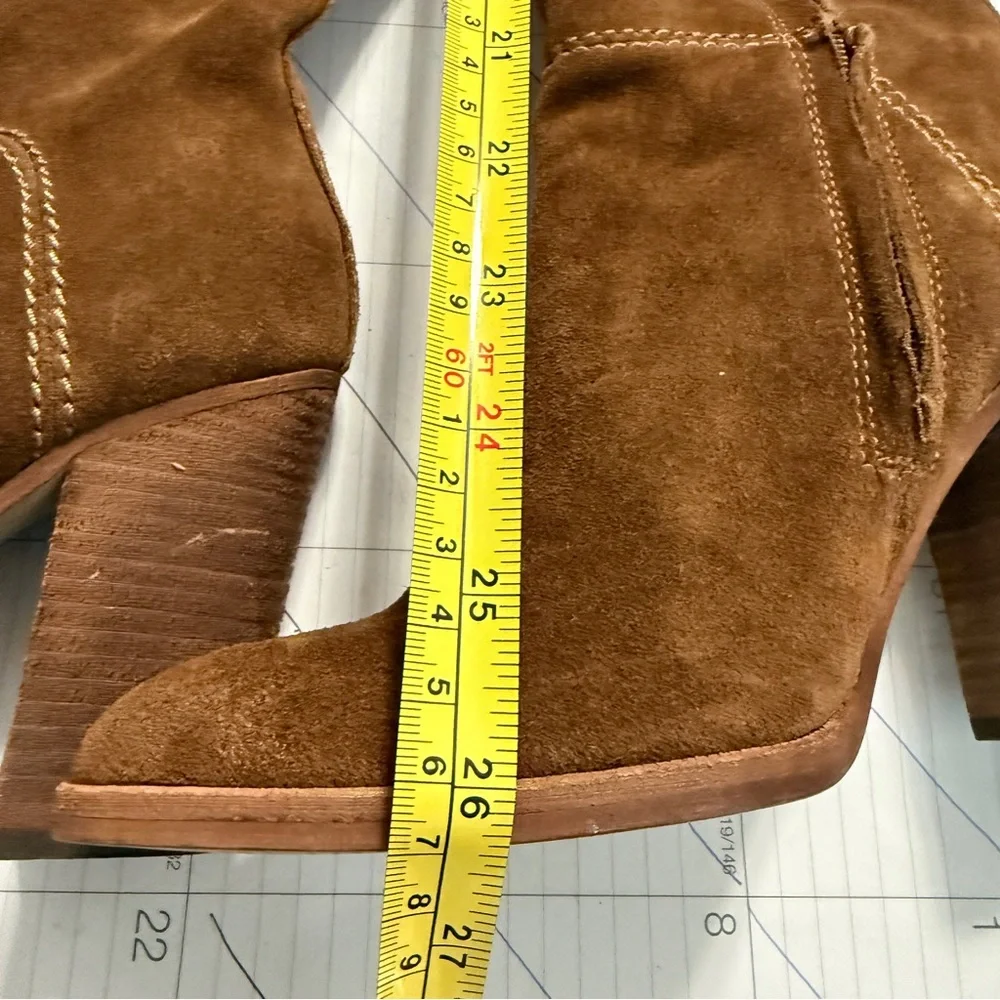 Dolce Vita Ohanna Saddle Suede Over The Knee Boots Stacked Heel Sz 7.5